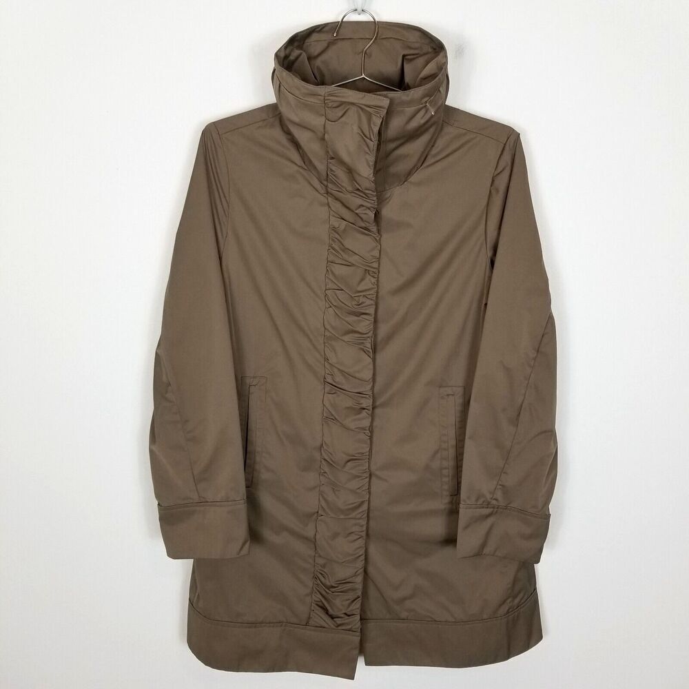 RAINFOREST Women Ruched Front Packable Rain Jacket M Hidden Hood Lightweight